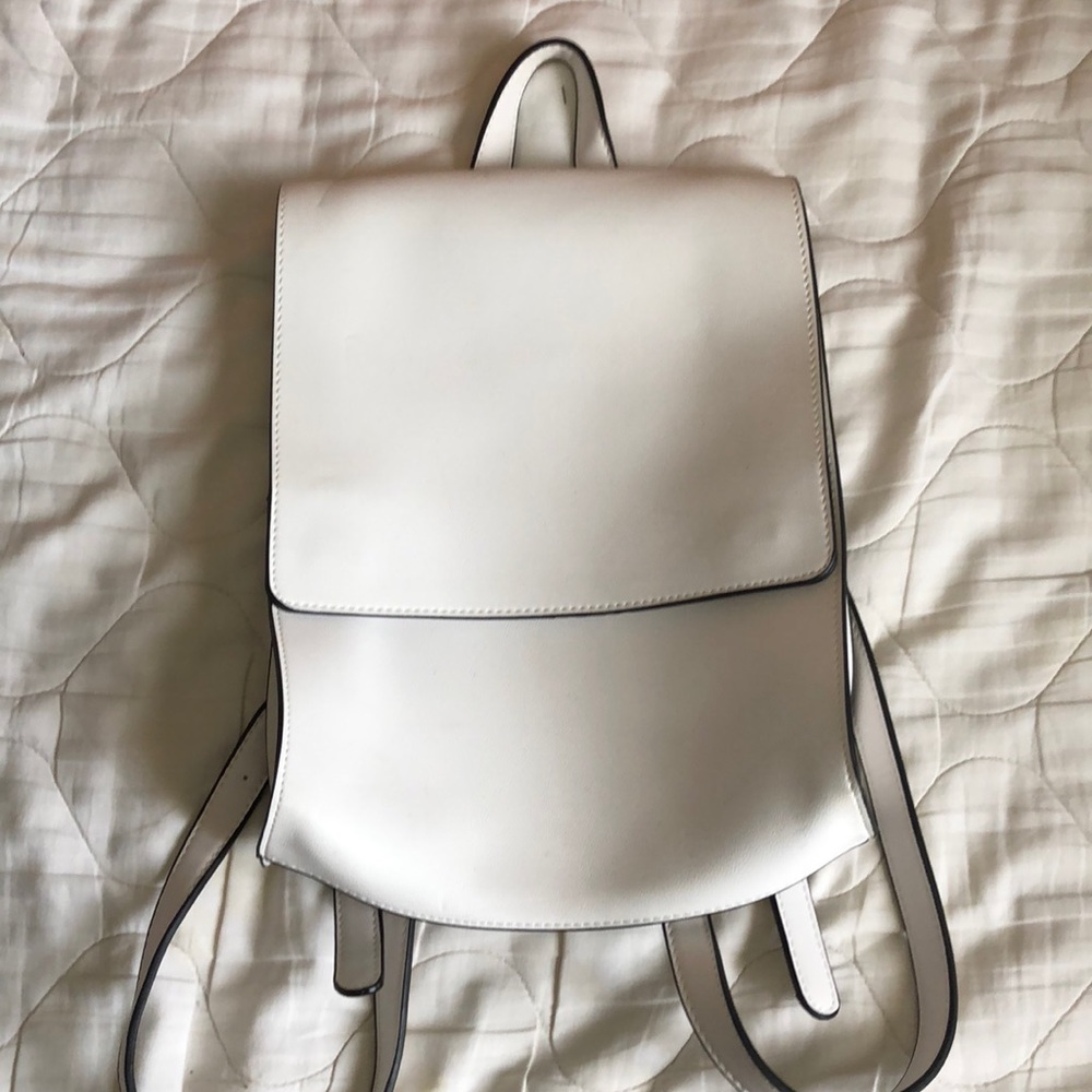 White leather backpack